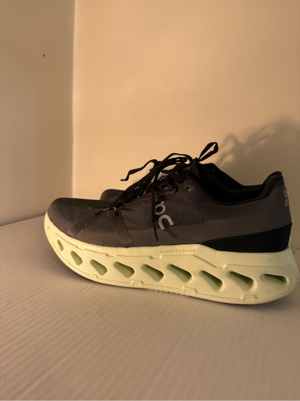 On Running Black Running Shoes with Light Green Sole - Picture 2 of 11